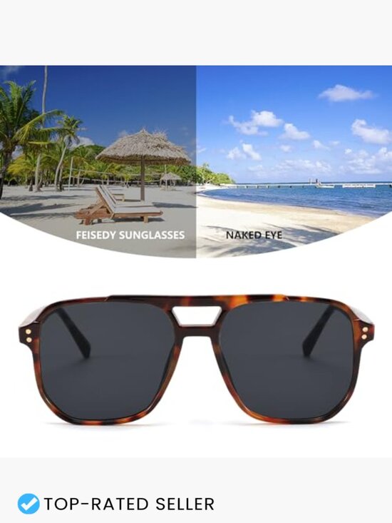 Retro Square Aviator Sunglasses 70s Vintage Trendy Plastic Frame Sun Glasses main image 6
